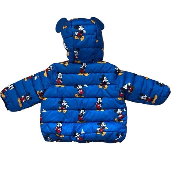 Baby Gap X Disney Baby Size 6-12 Months Mickey Mouse Blue Puffer Jacket - Picture 2 of 8